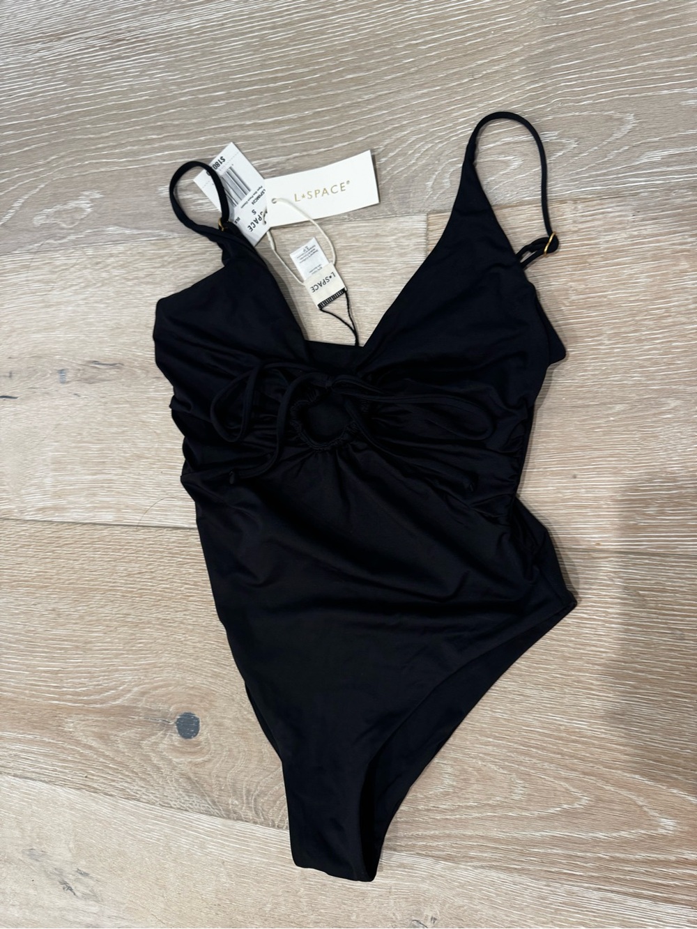 l*space Black One-Piece Swimsuit with Front Ring Detail